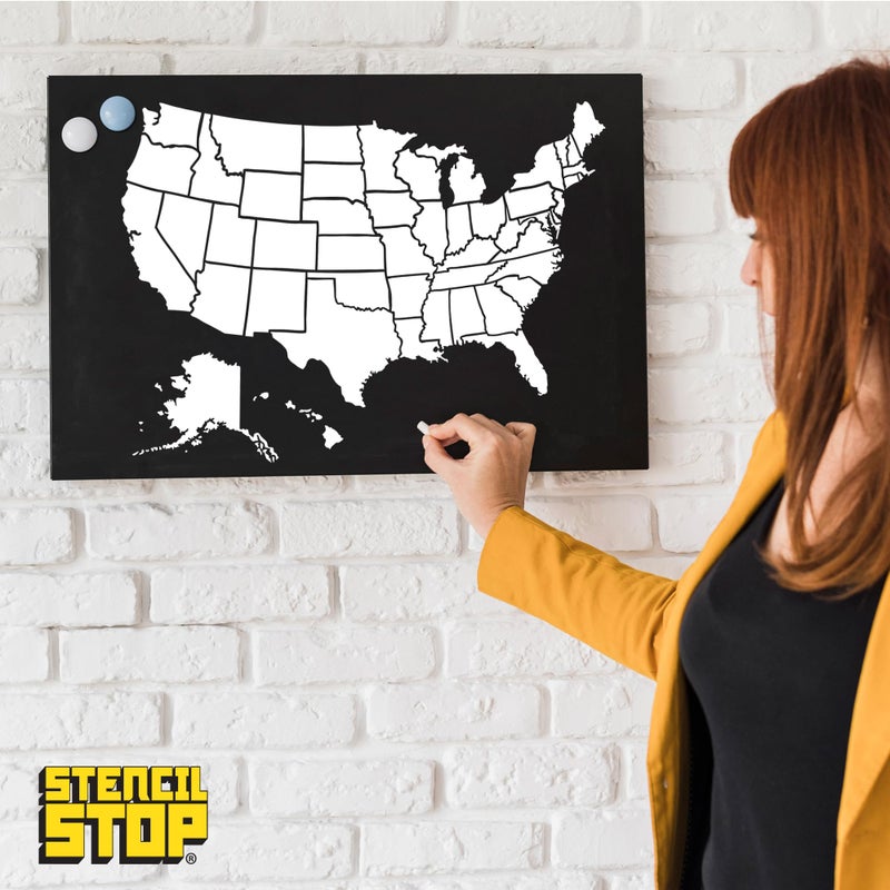 Stencil Stop USA 50 States Stencil Set â€“ 4 Inches, Reusable, Labeled State Stencils for Painting on Wood, Walls, Fabric, and DIY Crafts â€“ Great for Geography, Education, Scrapbooking, and Home Decor - Image 5